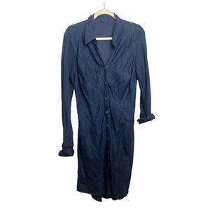 CP Shades "Shirt" Navy Midnight Linen Shirt Dress Sz. L